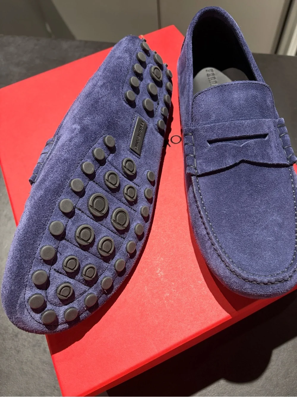 Salvatore Ferragamo Men's loafers Green midnight Navy Suede Nero skin lng $995